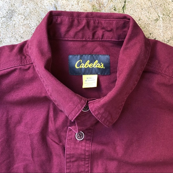 CABELA’S Cotton button down Shirt burgundy - Picture 3 of 8
